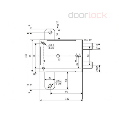 Девиатор дверной ГАРДИАН 100, никелерованый